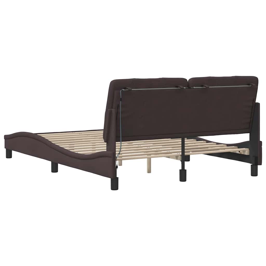 vidaXL Rama łóżka z LED bez materaca Ciemny brąz 120x200 cm Tkanina