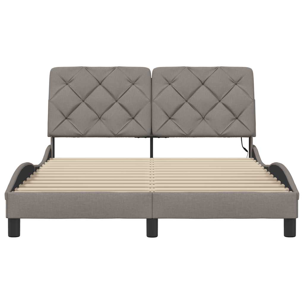 vidaXL Rama łóżka z LED bez materaca Taupe 120x200 cm Tkanina
