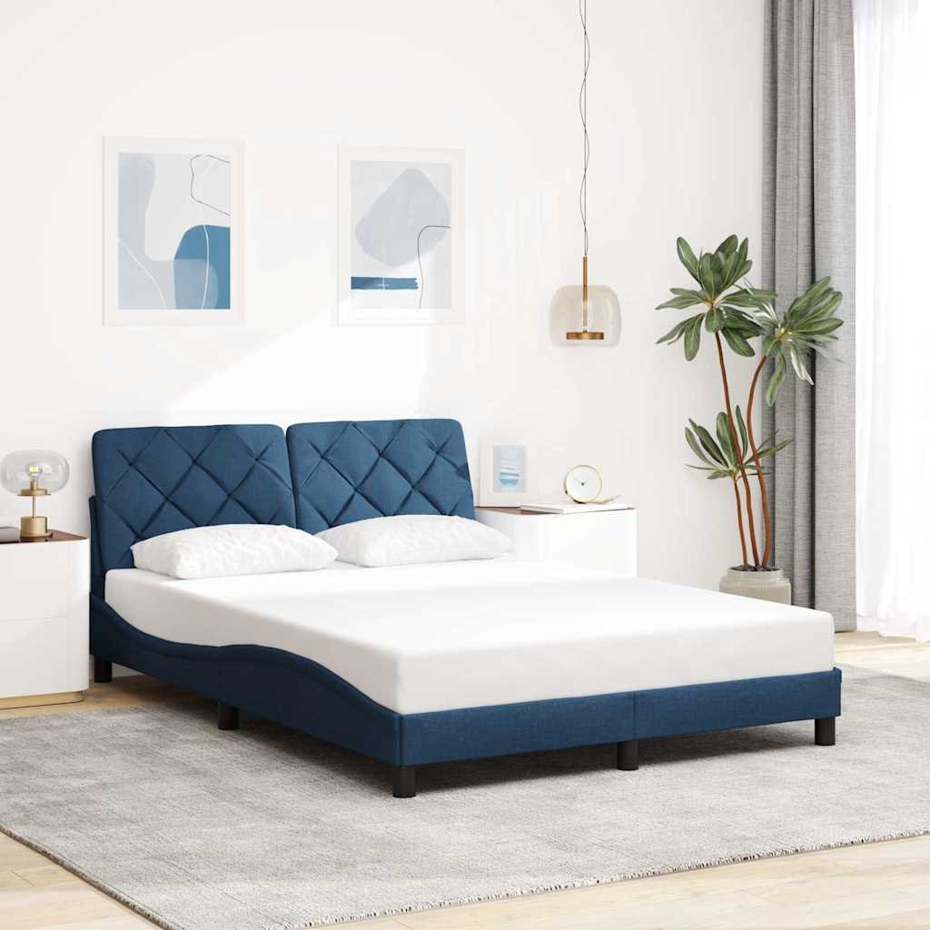 vidaXL Rama łóżka z LED bez materaca Niebieski 120x200 cm Tkanina