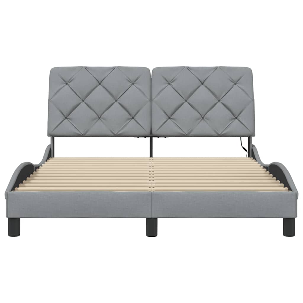 vidaXL Rama łóżka z LED bez materaca Jasnoszary 140x190cm