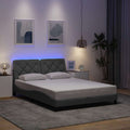 vidaXL Rama łóżka z LED bez materaca Jasnoszary 140x190cm