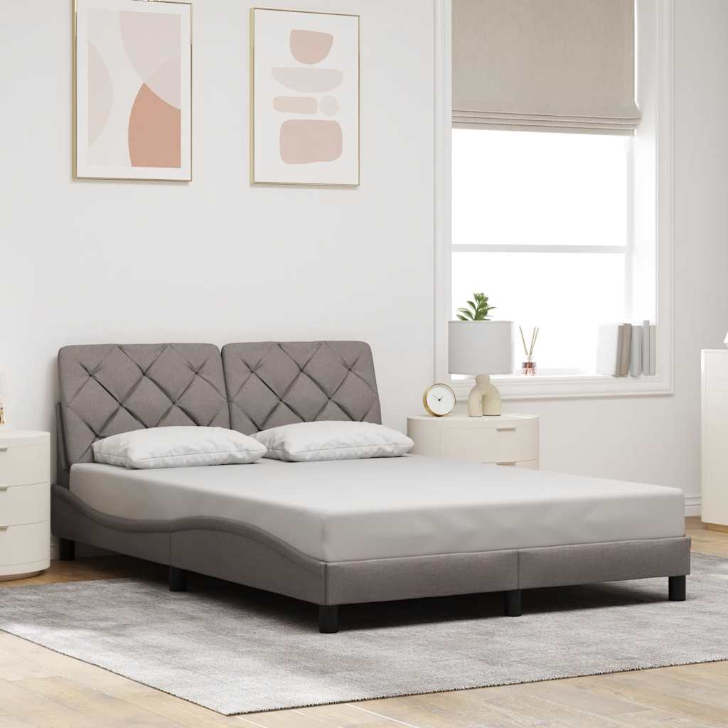vidaXL Rama łóżka z LED bez materaca Taupe 140x190 cm Tkanina