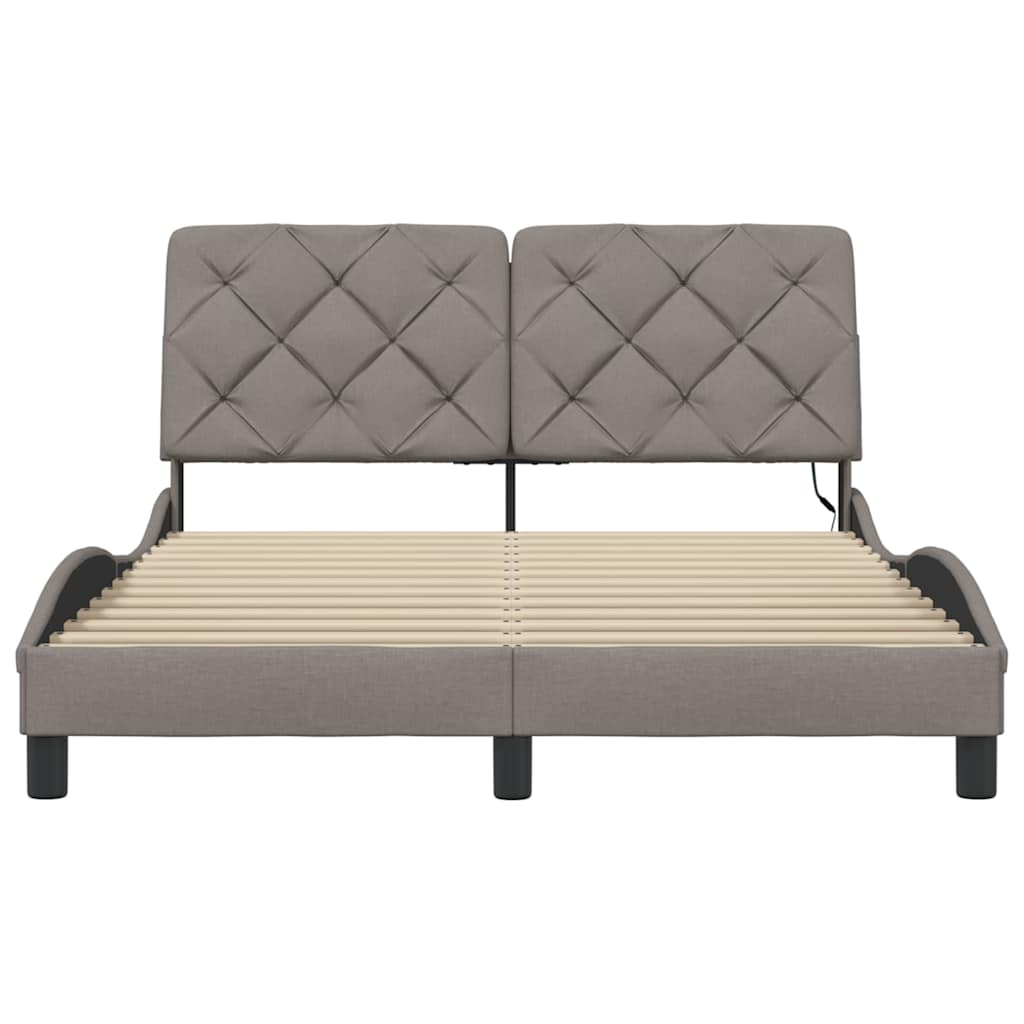 vidaXL Rama łóżka z LED bez materaca Taupe 140x190 cm Tkanina