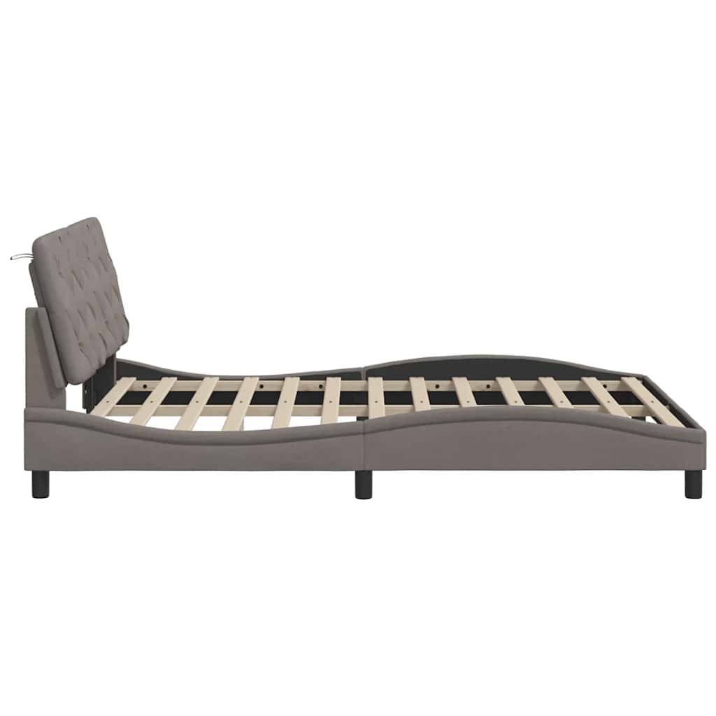 vidaXL Rama łóżka z LED bez materaca Taupe 140x190 cm Tkanina