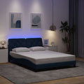vidaXL Rama łóżka z LED bez materaca Niebieski 140x190 cm Tkanina