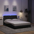 vidaXL Rama łóżka z LED bez materaca Ciemnoszara 140x200 cm Tkanina