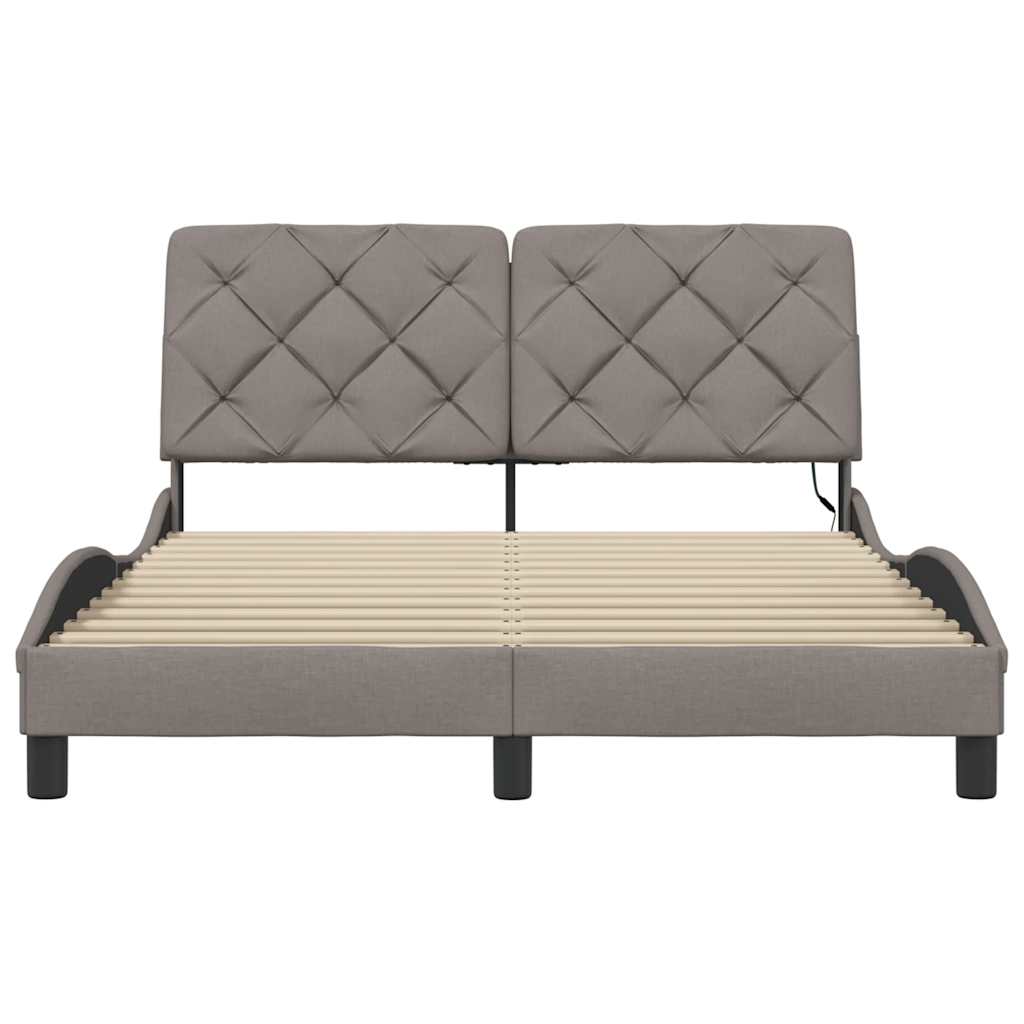 vidaXL Rama łóżka z LED bez materaca Taupe 140x200 cm Tkanina