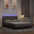 vidaXL Rama łóżka z LED bez materaca Taupe 140x200 cm Tkanina