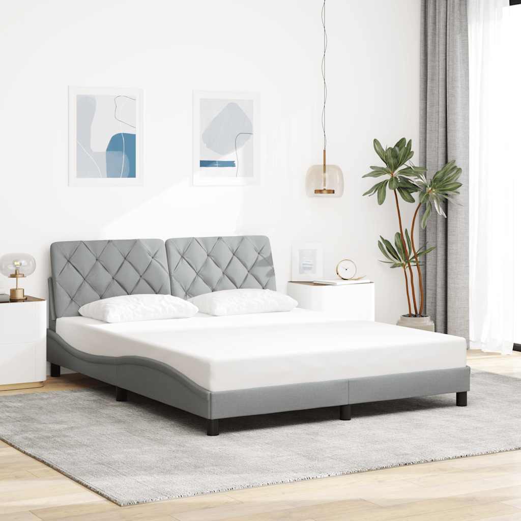 vidaXL Rama łóżka z LED bez materaca Jasnoszary 160x200 cm Tkanina
