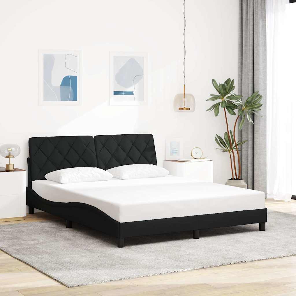 vidaXL Rama łóżka z LED bez materaca Czarna 160x200 cm tkanina