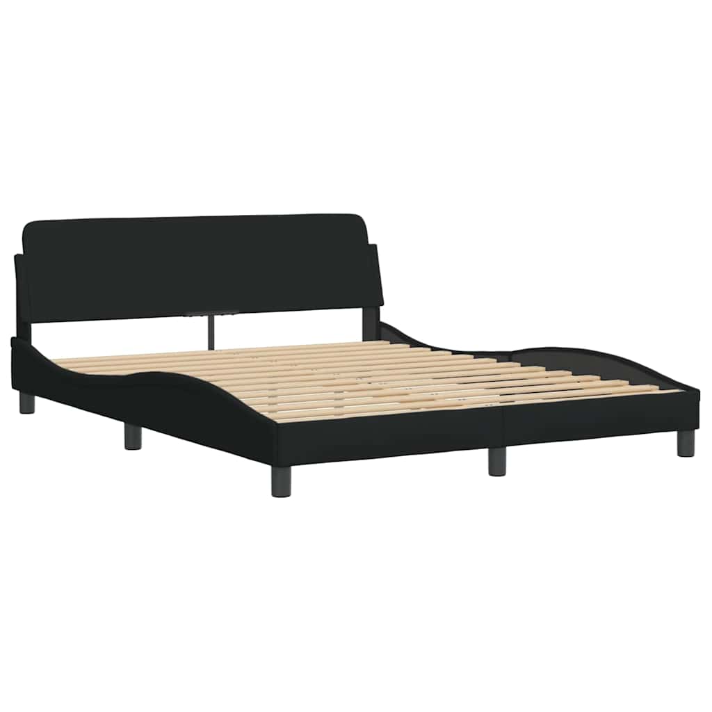 vidaXL Rama łóżka z LED bez materaca Czarna 160x200 cm tkanina