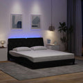 vidaXL Rama łóżka z LED bez materaca Czarna 160x200 cm tkanina