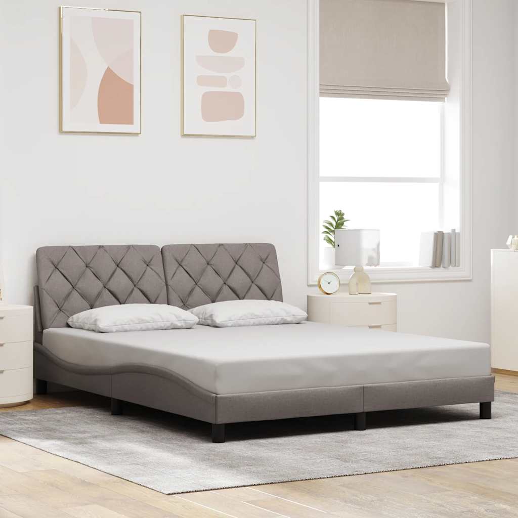 vidaXL Rama łóżka z LED bez materaca Taupe 160x200 cm Tkanina
