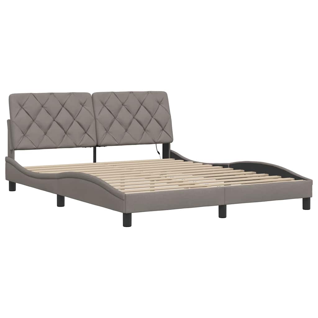 vidaXL Rama łóżka z LED bez materaca Taupe 160x200 cm Tkanina
