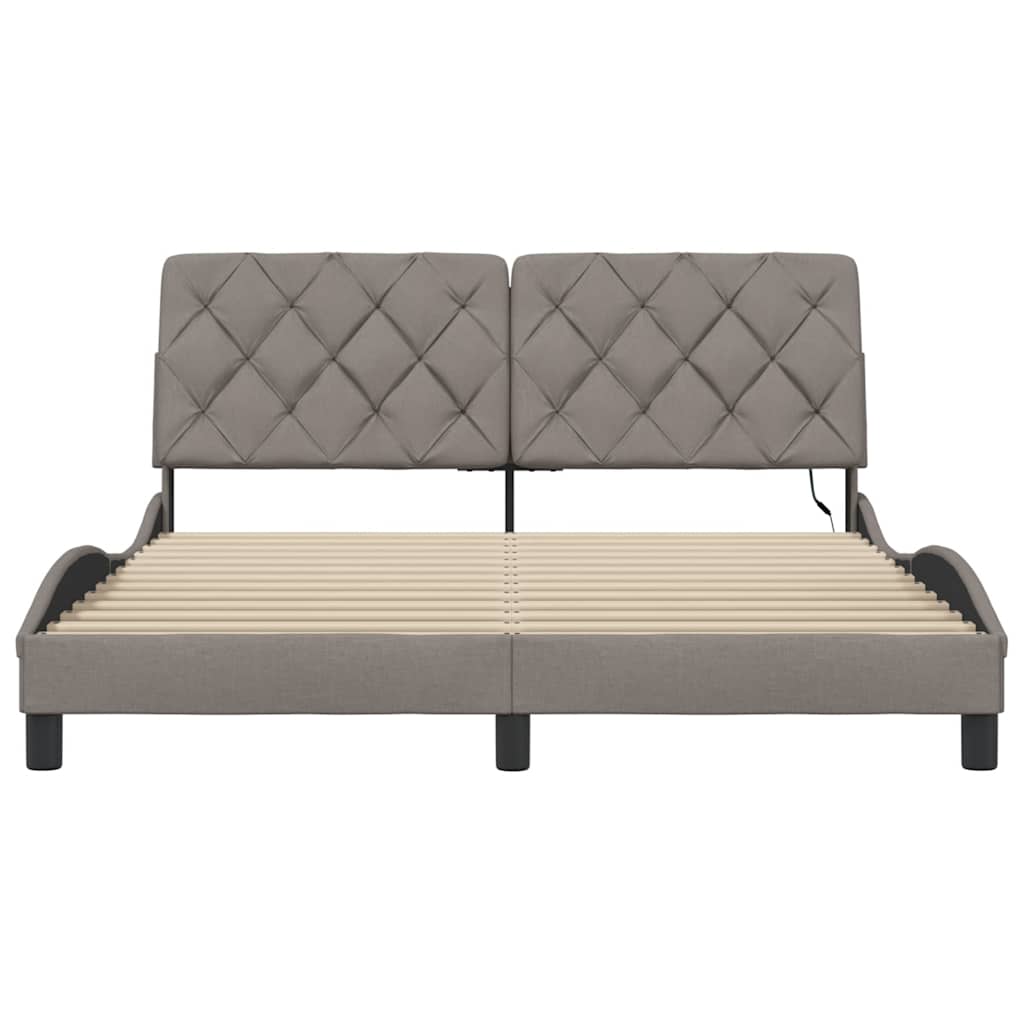 vidaXL Rama łóżka z LED bez materaca Taupe 160x200 cm Tkanina