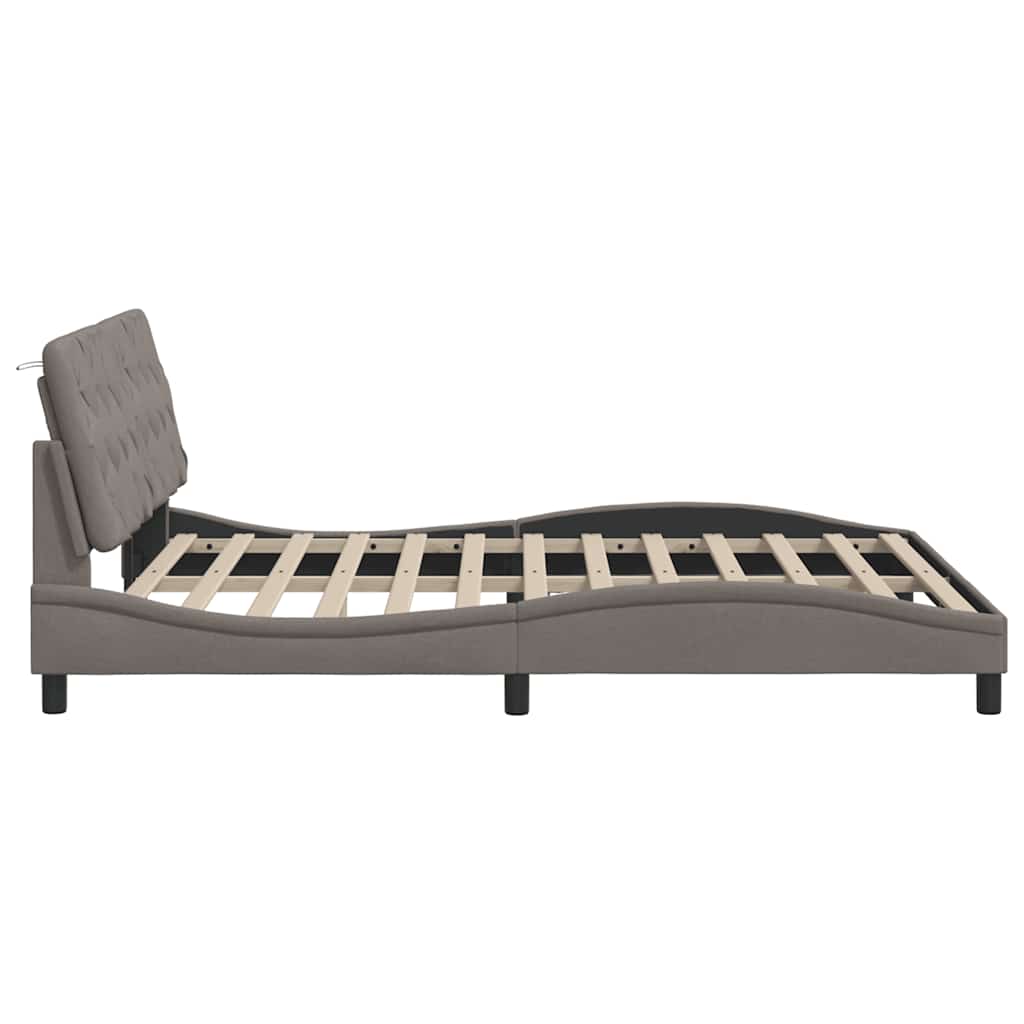 vidaXL Rama łóżka z LED bez materaca Taupe 160x200 cm Tkanina