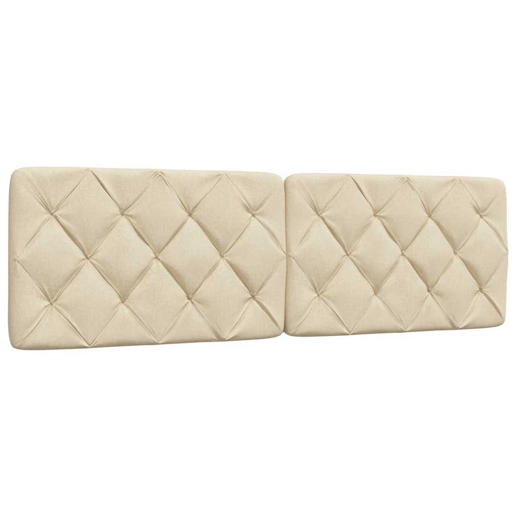 vidaXL Rama łóżka z LED bez materaca Kremowa 160x200 cm Tkanina