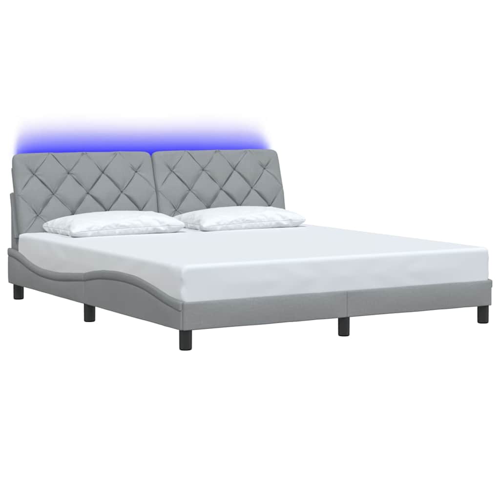 vidaXL Rama łóżka z LED bez materaca Jasnoszary 180x200cm