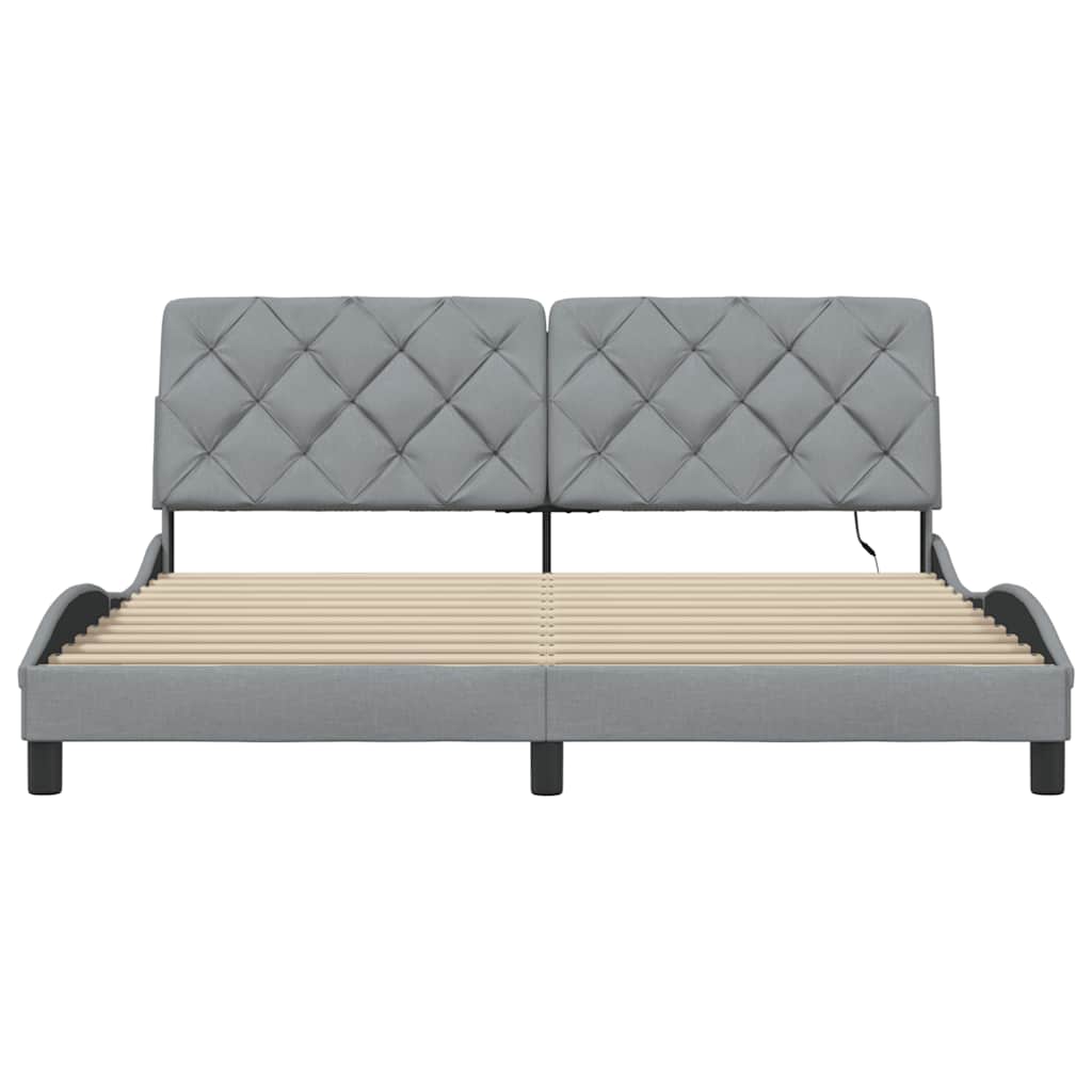 vidaXL Rama łóżka z LED bez materaca Jasnoszary 180x200cm