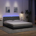 vidaXL Rama łóżka z LED bez materaca Jasnoszary 180x200cm