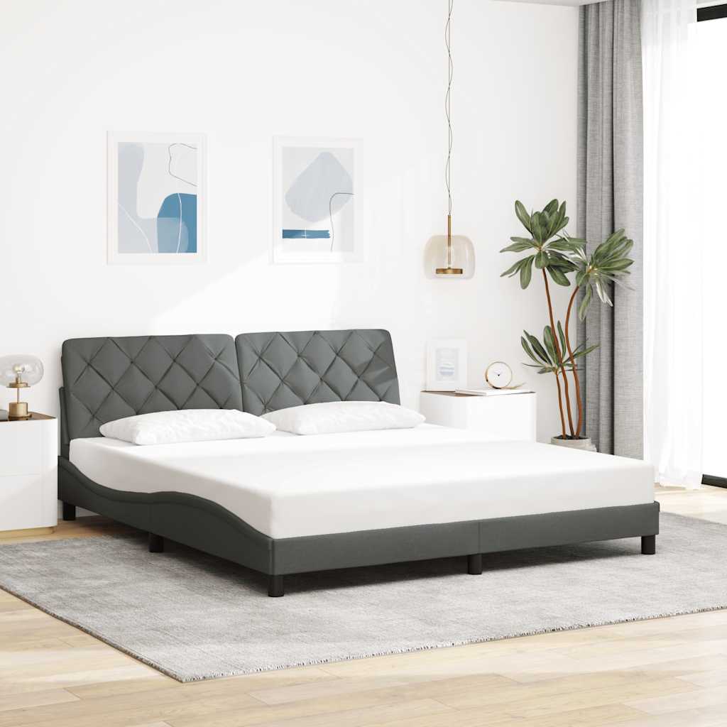 vidaXL Rama łóżka z LED bez materaca Ciemnoszara 180x200 cm Tkanina
