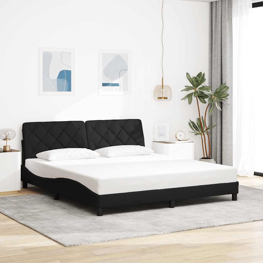 vidaXL Rama łóżka z LED bez materaca Czarna 180x200 cm tkanina