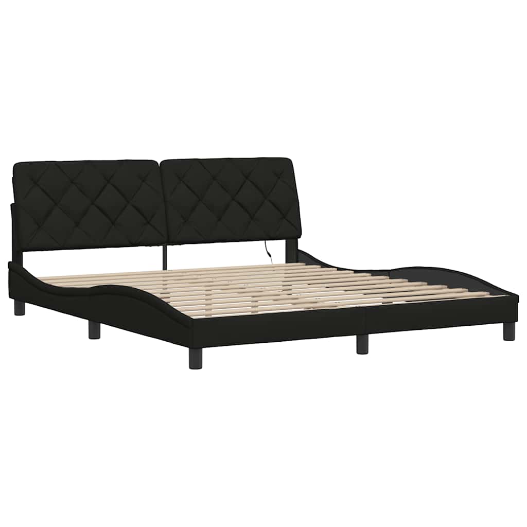 vidaXL Rama łóżka z LED bez materaca Czarna 180x200 cm tkanina