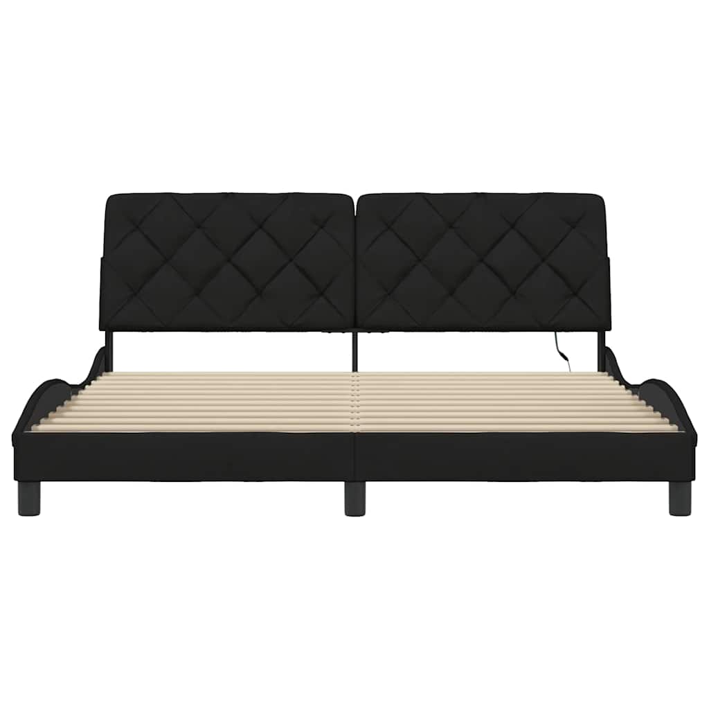 vidaXL Rama łóżka z LED bez materaca Czarna 180x200 cm tkanina