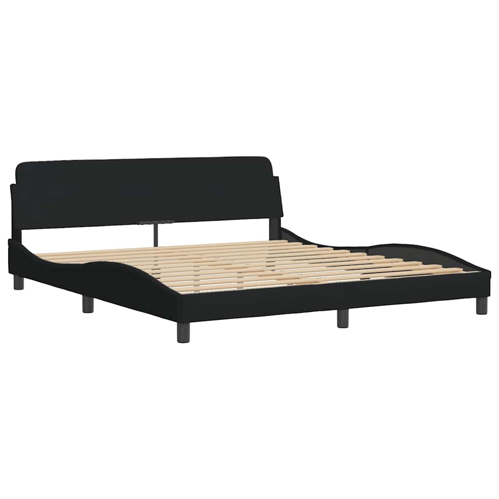 vidaXL Rama łóżka z LED bez materaca Czarna 180x200 cm tkanina