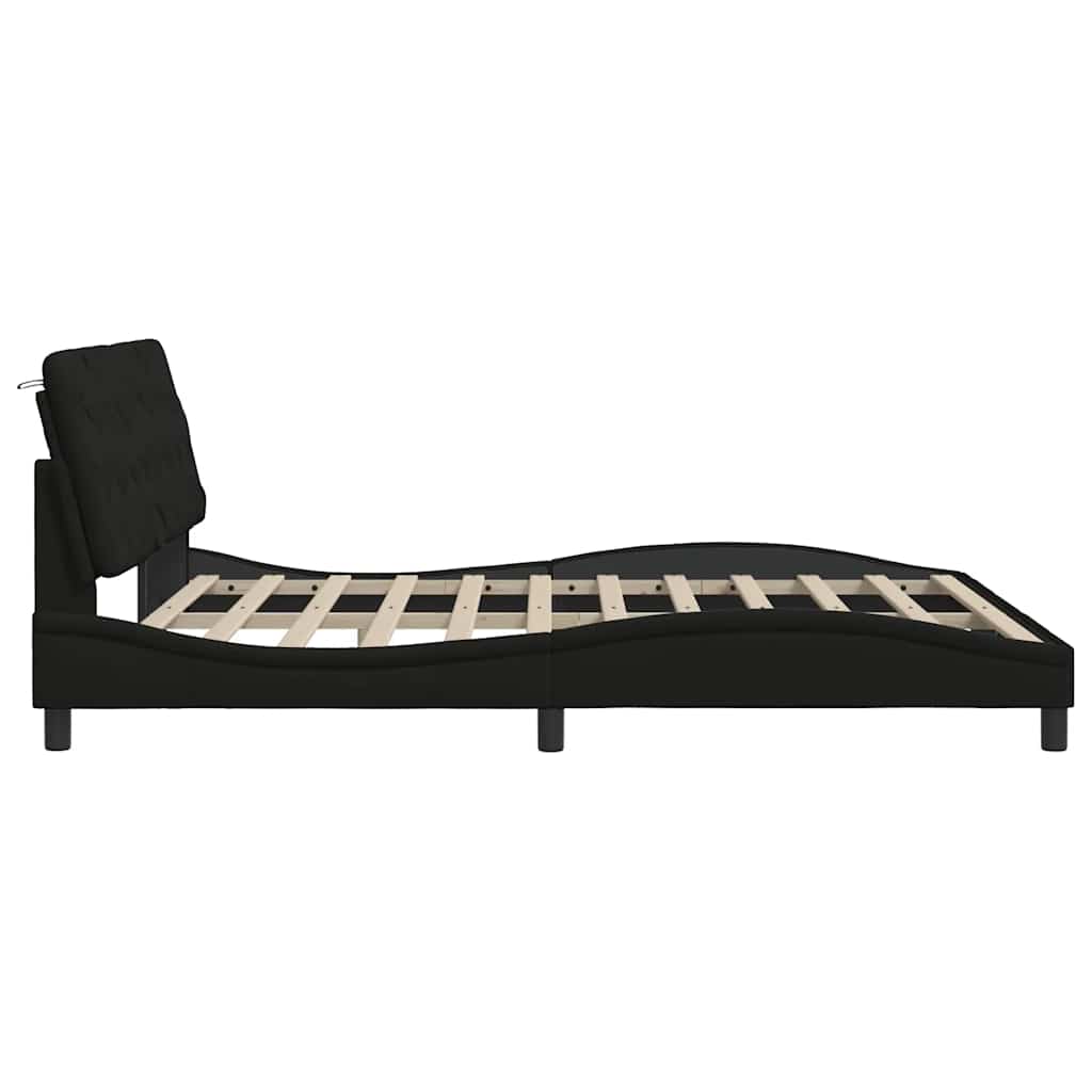 vidaXL Rama łóżka z LED bez materaca Czarna 180x200 cm tkanina