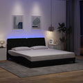 vidaXL Rama łóżka z LED bez materaca Czarna 180x200 cm tkanina