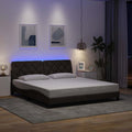 vidaXL Rama łóżka z LED bez materaca Ciemny brąz 180x200 cm Tkanina