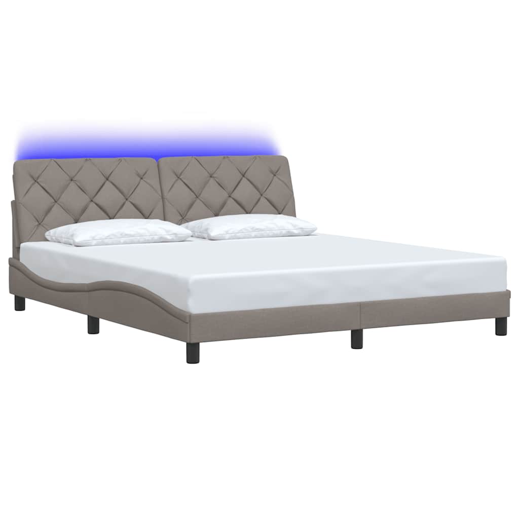 vidaXL Rama łóżka z LED bez materaca Taupe 180x200 cm Tkanina