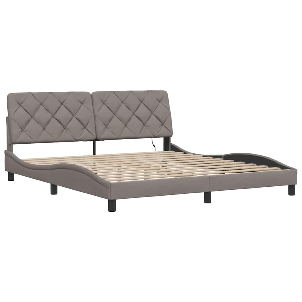 vidaXL Rama łóżka z LED bez materaca Taupe 180x200 cm Tkanina
