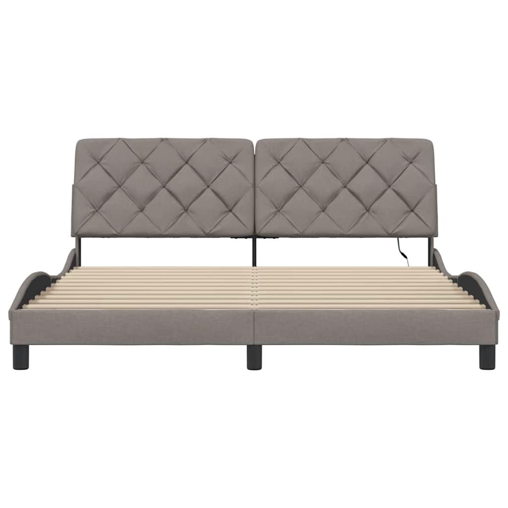 vidaXL Rama łóżka z LED bez materaca Taupe 180x200 cm Tkanina
