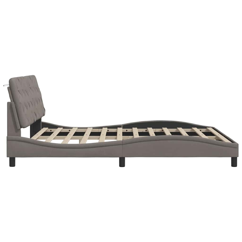 vidaXL Rama łóżka z LED bez materaca Taupe 180x200 cm Tkanina