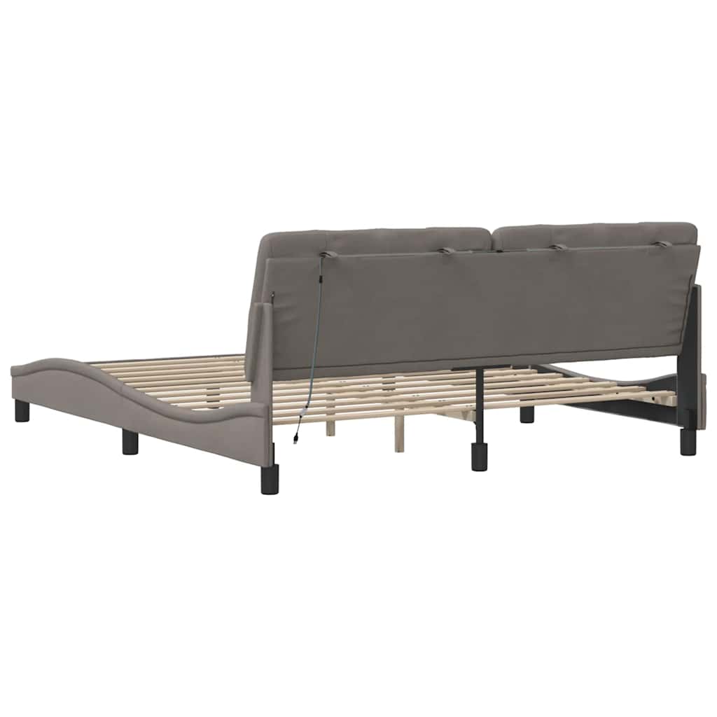 vidaXL Rama łóżka z LED bez materaca Taupe 180x200 cm Tkanina