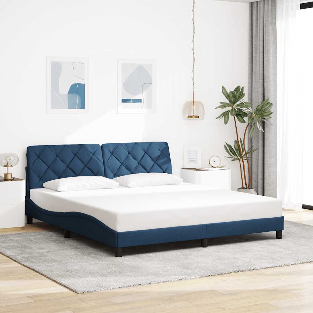 vidaXL Rama łóżka z LED bez materaca Niebieski 180x200 cm Tkanina
