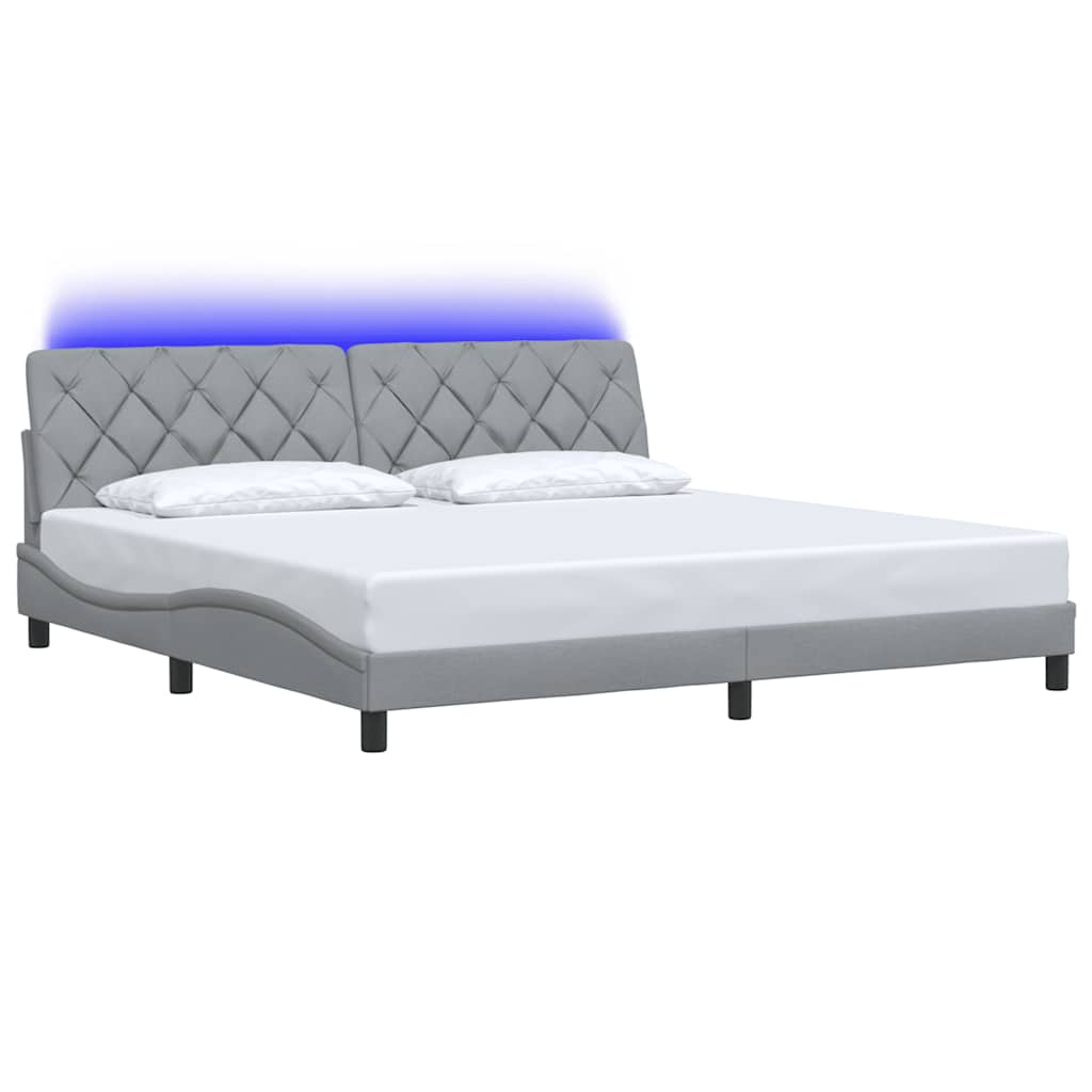 vidaXL Rama łóżka z LED bez materaca Jasnoszary 200x200cm