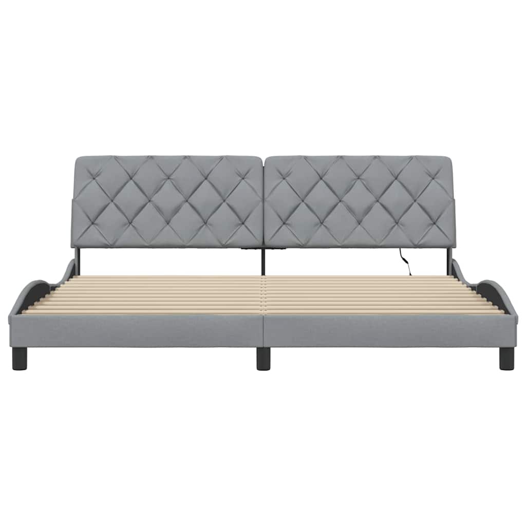 vidaXL Rama łóżka z LED bez materaca Jasnoszary 200x200cm
