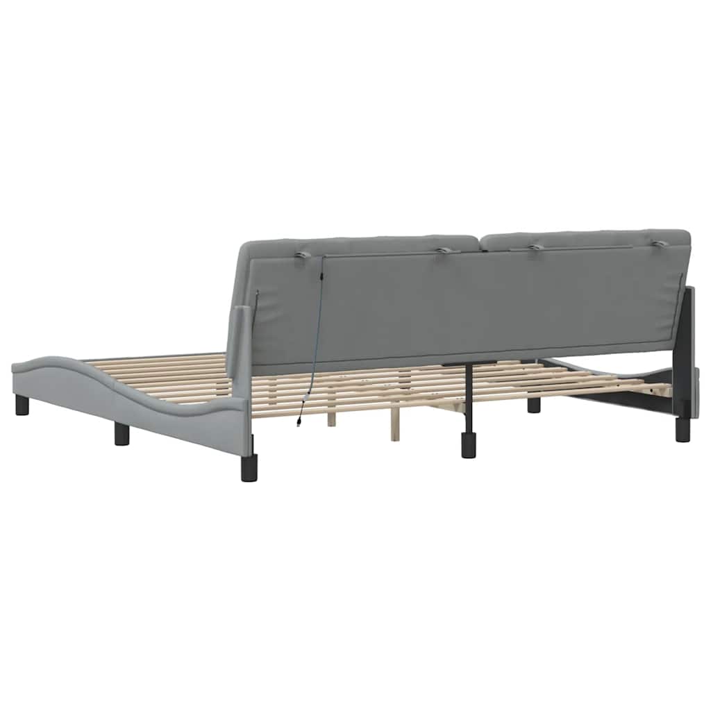 vidaXL Rama łóżka z LED bez materaca Jasnoszary 200x200cm