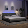 vidaXL Rama łóżka z LED bez materaca Jasnoszary 200x200cm