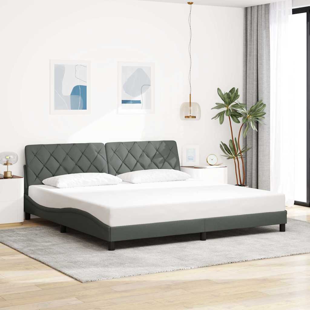 vidaXL Rama łóżka z LED bez materaca Ciemnoszara 200x200 cm Tkanina