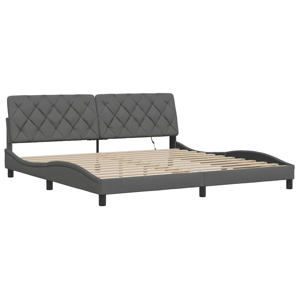 vidaXL Rama łóżka z LED bez materaca Ciemnoszara 200x200 cm Tkanina