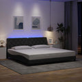 vidaXL Rama łóżka z LED bez materaca Ciemnoszara 200x200 cm Tkanina