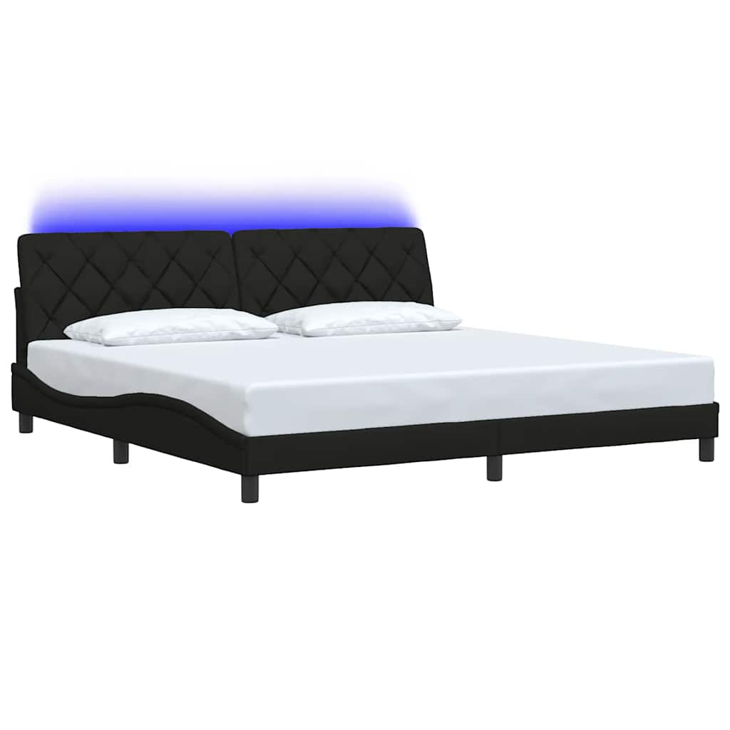 vidaXL Rama łóżka z LED bez materaca Czarna 200x200 cm tkanina