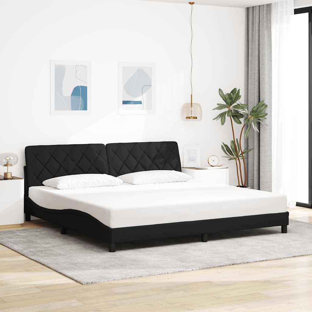 vidaXL Rama łóżka z LED bez materaca Czarna 200x200 cm tkanina