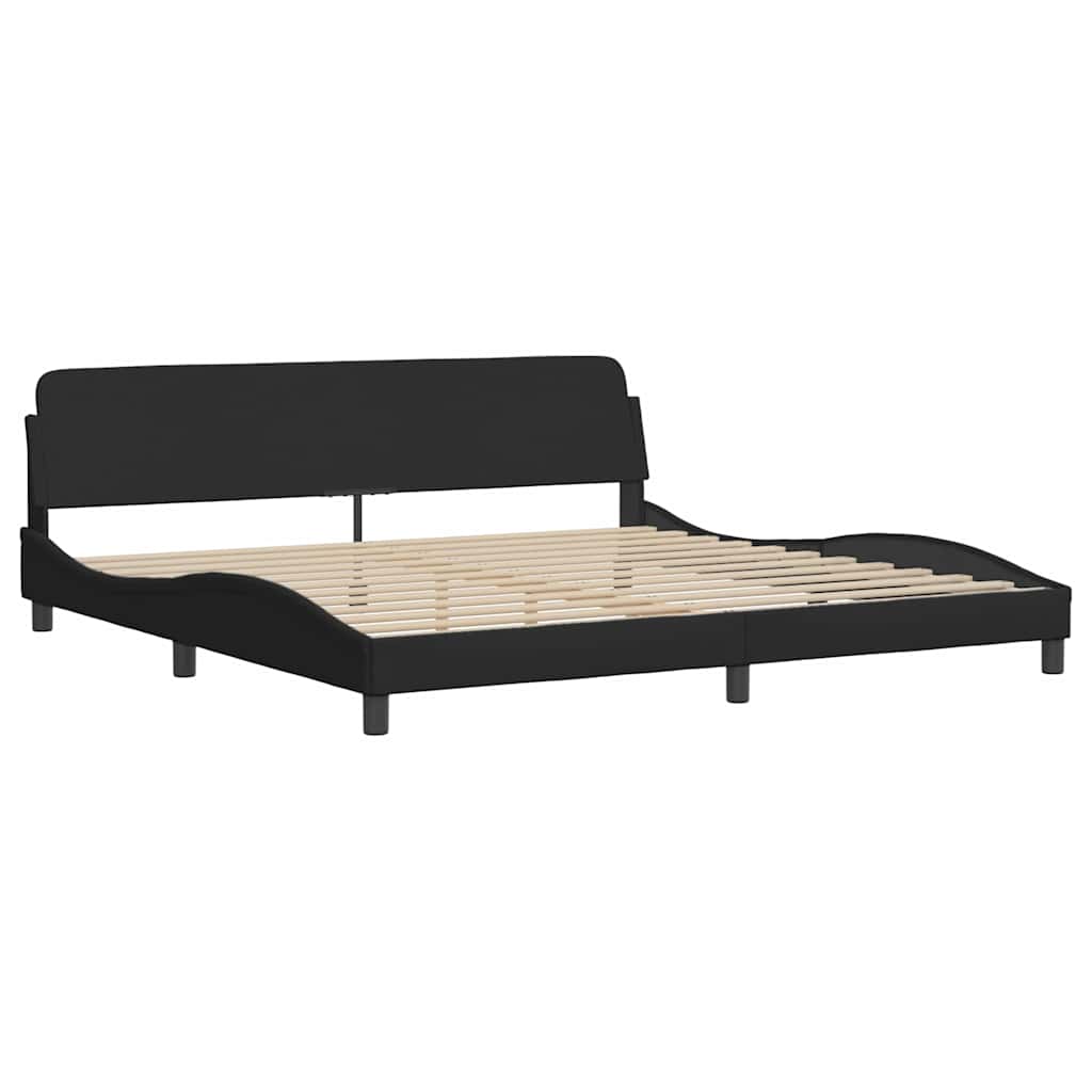 vidaXL Rama łóżka z LED bez materaca Czarna 200x200 cm tkanina