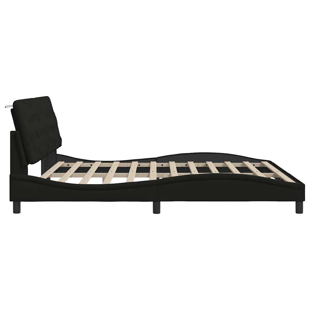 vidaXL Rama łóżka z LED bez materaca Czarna 200x200 cm tkanina
