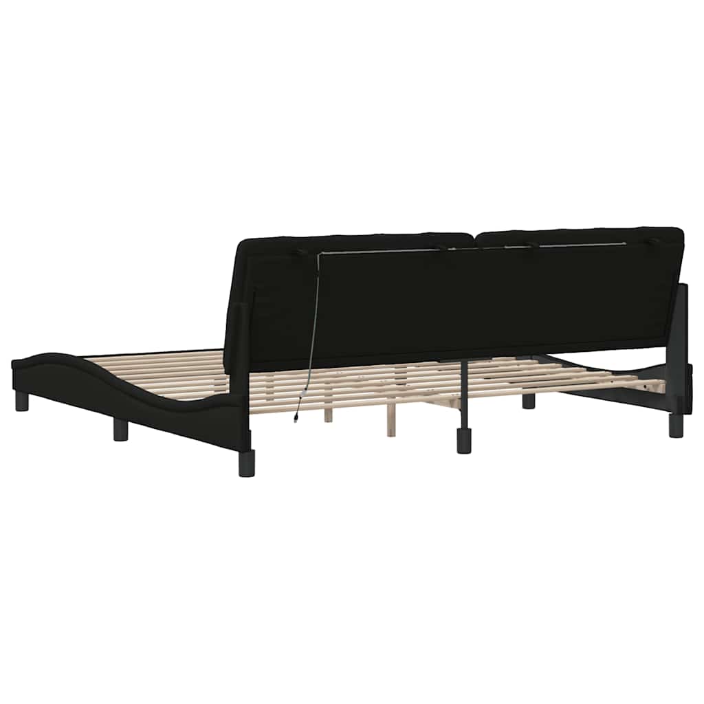 vidaXL Rama łóżka z LED bez materaca Czarna 200x200 cm tkanina